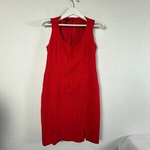 Escada Womens Sleeveless Red Sheath Dress Size 42 Scoop Neck Career Back Zip